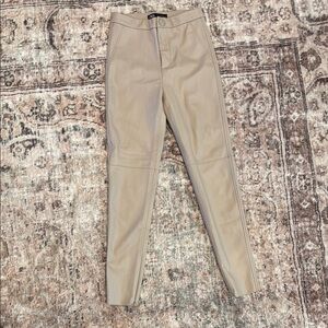 Zara Beige Leather Leggings/Pants Size XSMALL